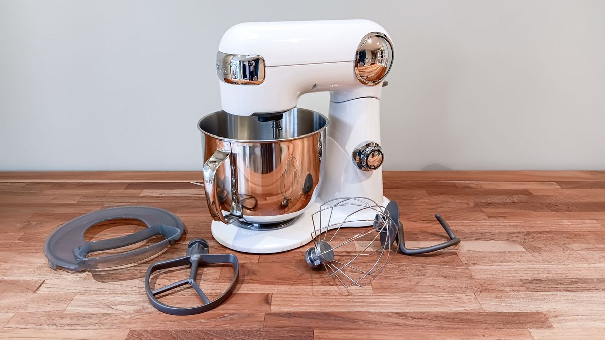 Accessories displayed for the Cuisinart Precision stand mixer