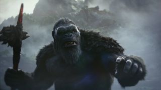 Kong lifts his axe to prepare for a fight in Godzilla x Kong: The New Empire