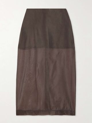 THE FRANKIE SHOP Peri Silk-Blend Organza Midi Skirt