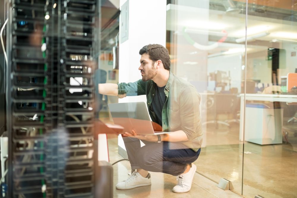 A administrator checking out a server 