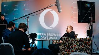 A photo of Hans Metsoja, Information Security Manager at Opera, talking during an interview at the Opera Browser Days held in Bristol on September 27, 2024.