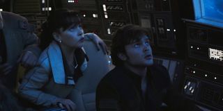 Qi'ra and Han on the Falcon