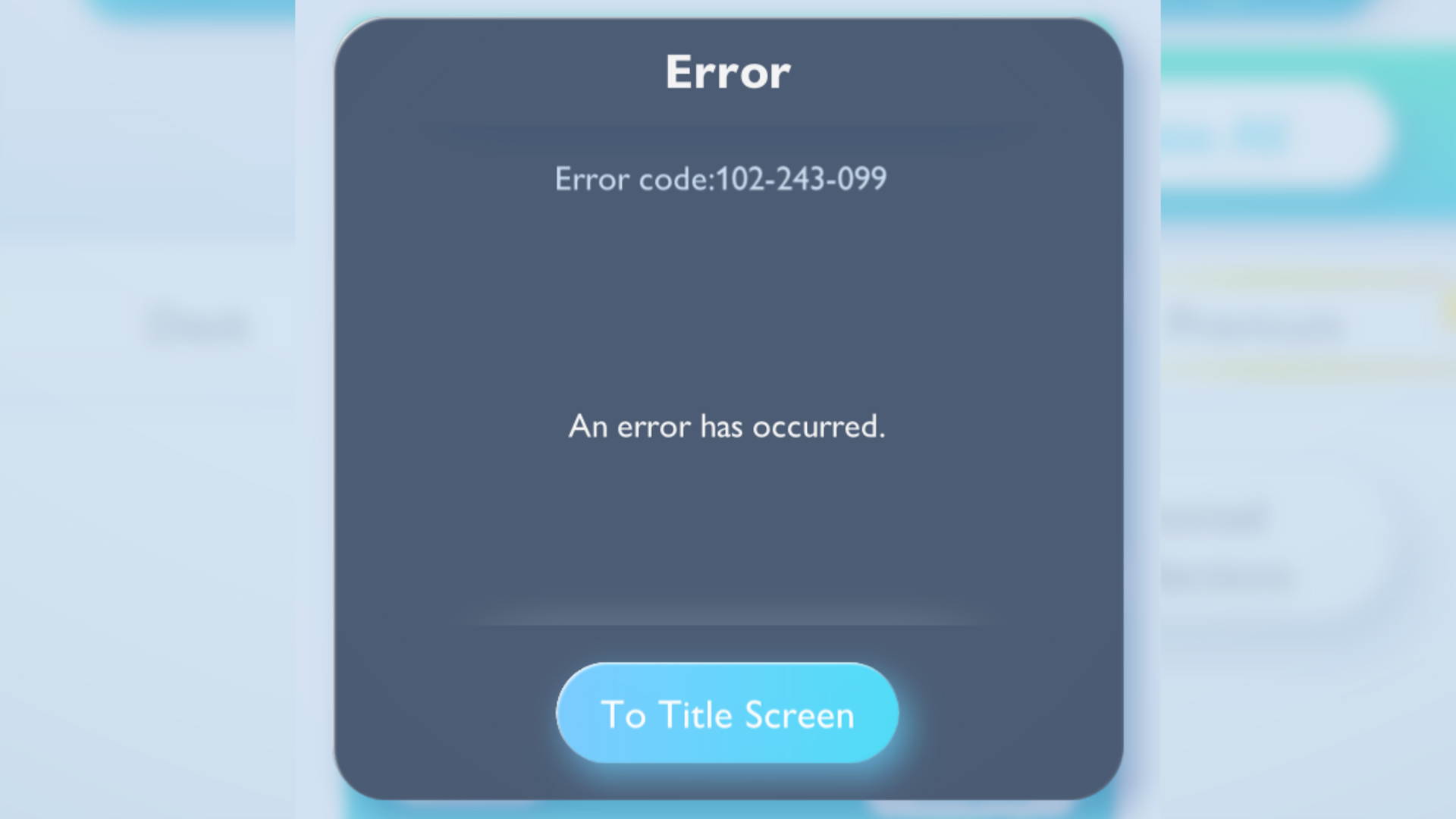 Pokemon TCG Pocket Error code 102-243-099