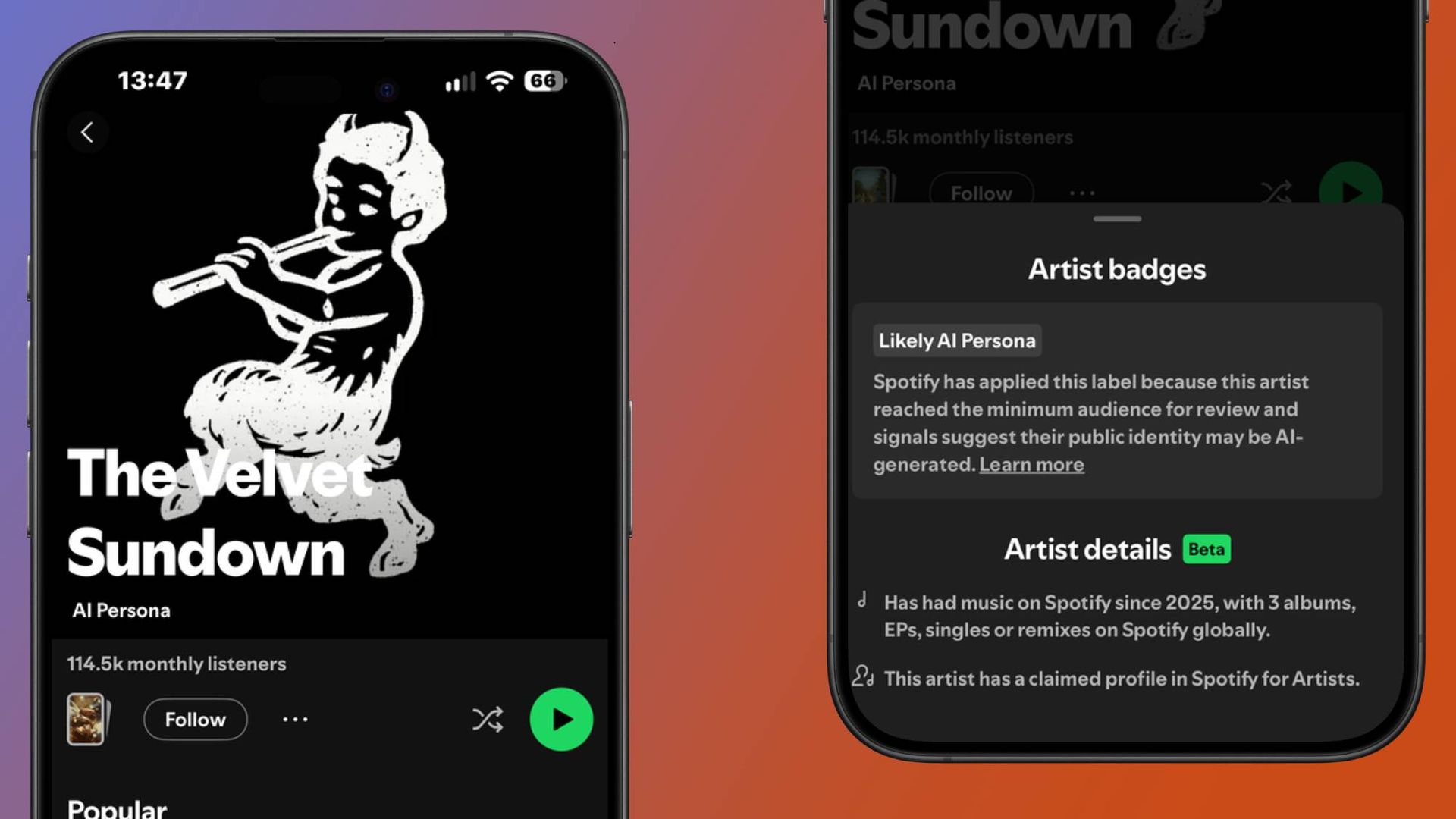 Etiquetas de AI Persona en la app de Spotify
