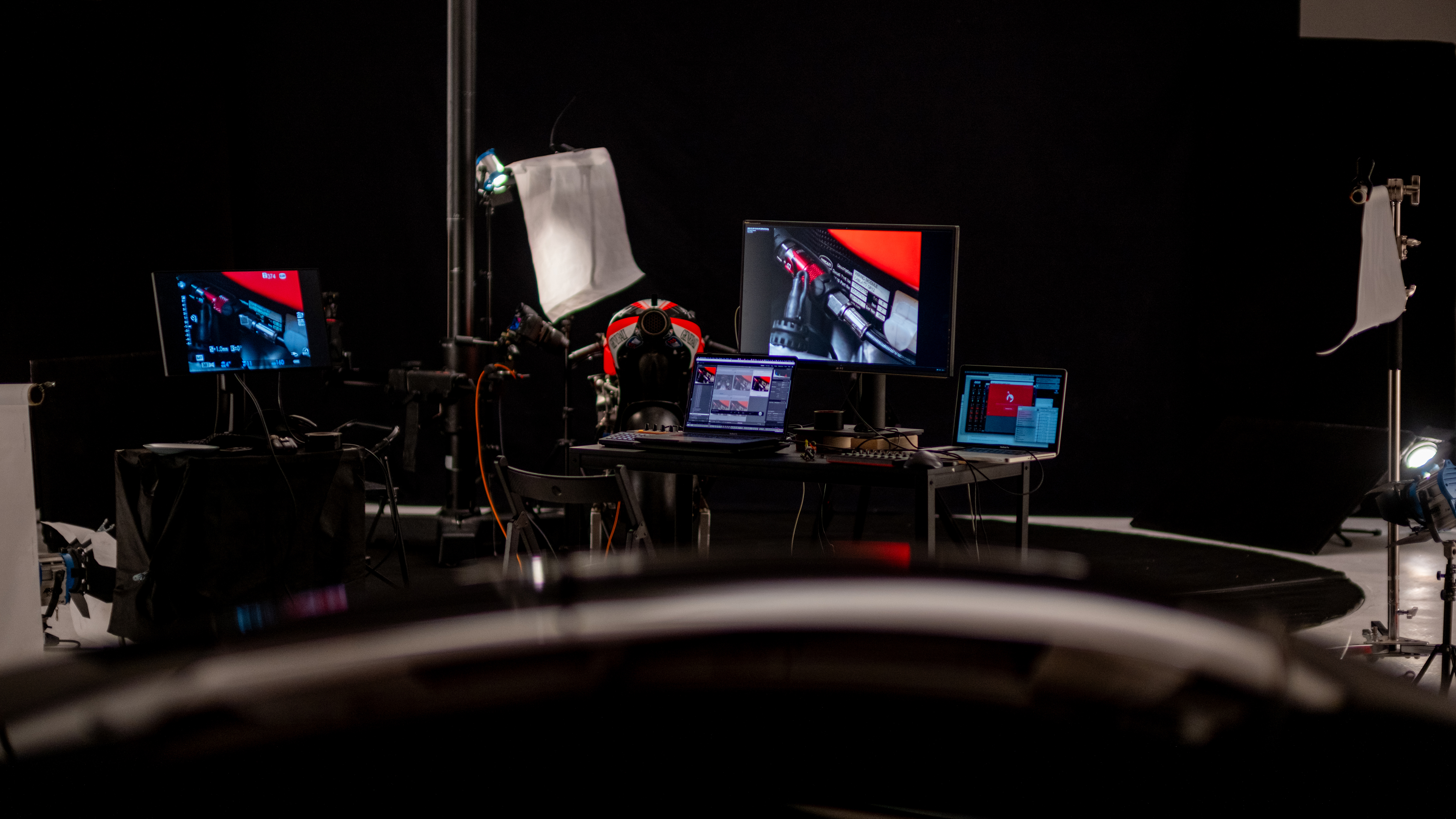 The Fujifilm GFX100 II hooked up to a laptop and monitor