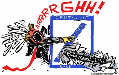 Political Cartoon U.S. Trump Deutsche bank