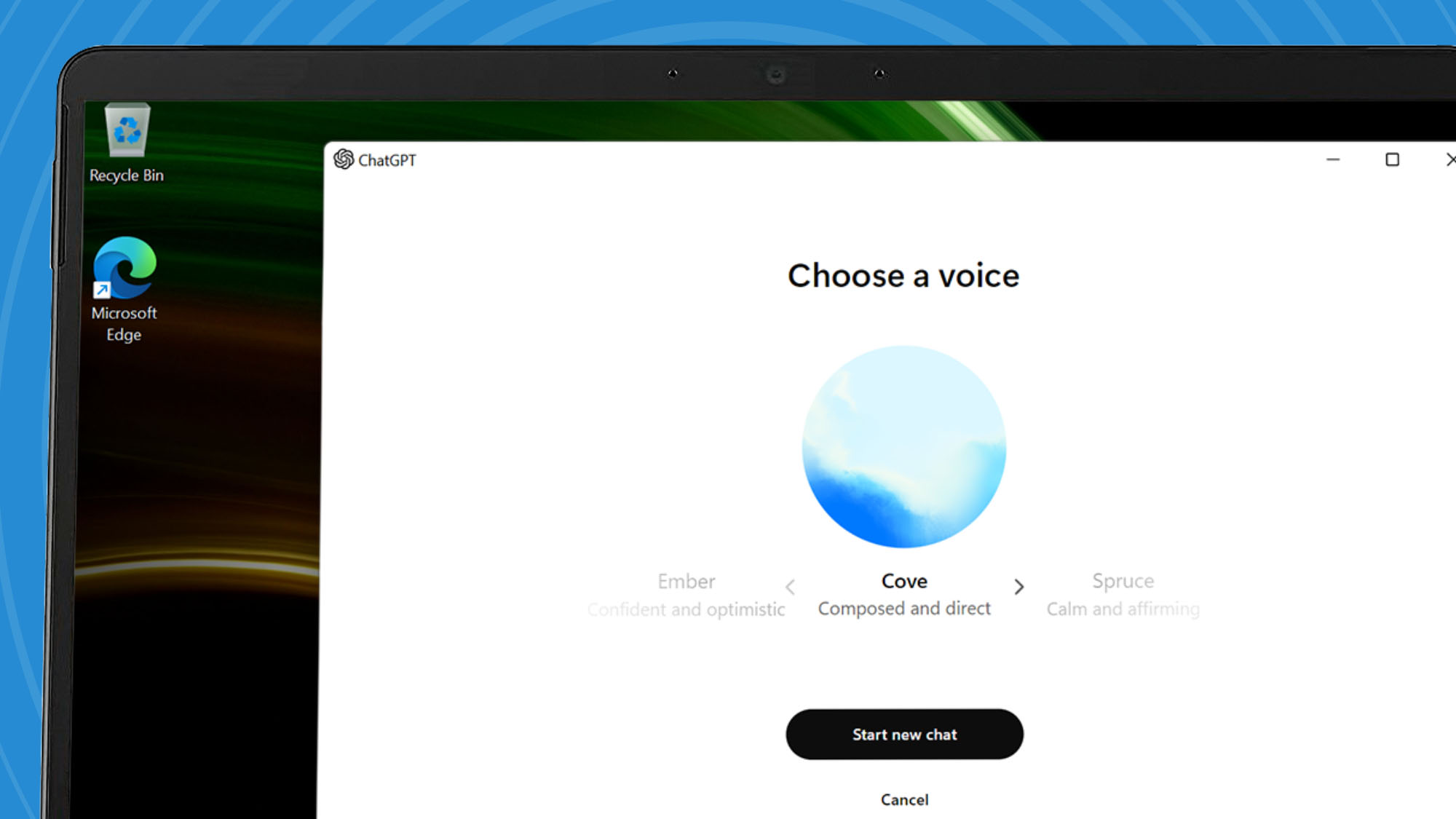 ChatGPT Windows app running Advanced Voice mode.