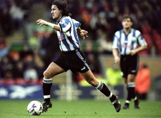 Benito Carbone in action for Sheffield Wednesday against Liverpool in December 1998.
