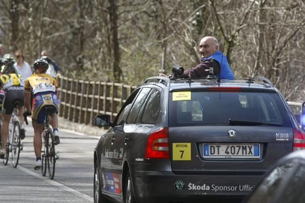 Race director Edoardo Fontana keeps an eye on the action.