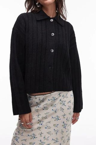 Rib Collared Cardigan