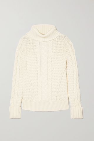 cableknit turtleneck sweater