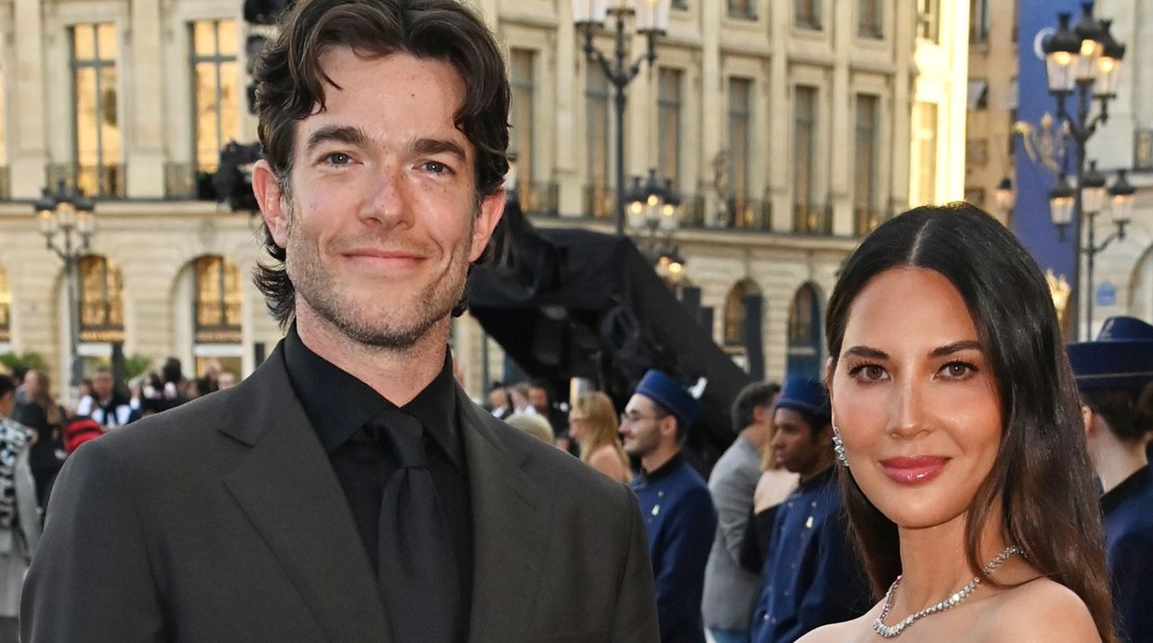 John Mulaney and Olivia Munn attend Vogue World: Paris at Place Vendome on June 23, 2024 in Paris, France.