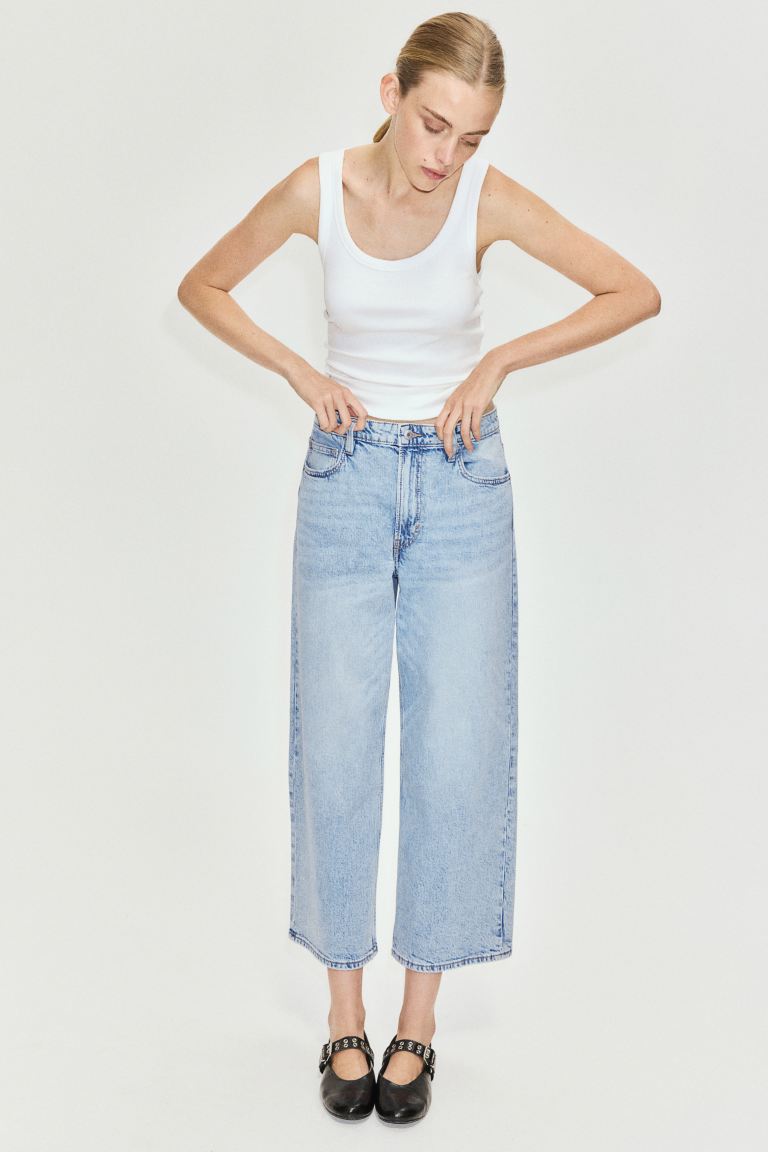High Rise Wide Leg Cropped Jeans
