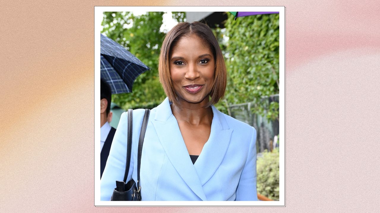 Portrait of Denise Lewis smiling, with an ombré brunette bob and wearing a blue blazer