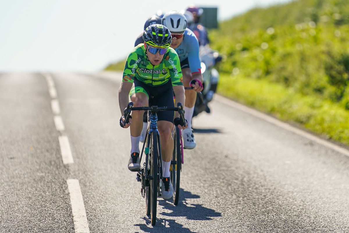Picture by Zac Williams/SWpix.com - 03/09/2023 - Cycling - 2023 Tour of Britain - Stage 3: Google to Beverley (154.7km) - Nicolas Sessler of Team Global 6 Cycling in the breakaway