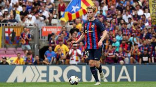 Barcelona midfielder Frenkie de Jong in action during the La Liga match between Barcelona and Elche on 17 September, 2022 at Spotify Camp Nou, Barcelona, Spain