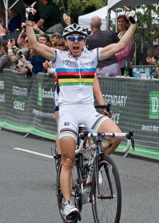 World Champion Giorgia Bronzini (Colavita Forno d'Asolo) celebrates after winning the 2011 Liberty Classic