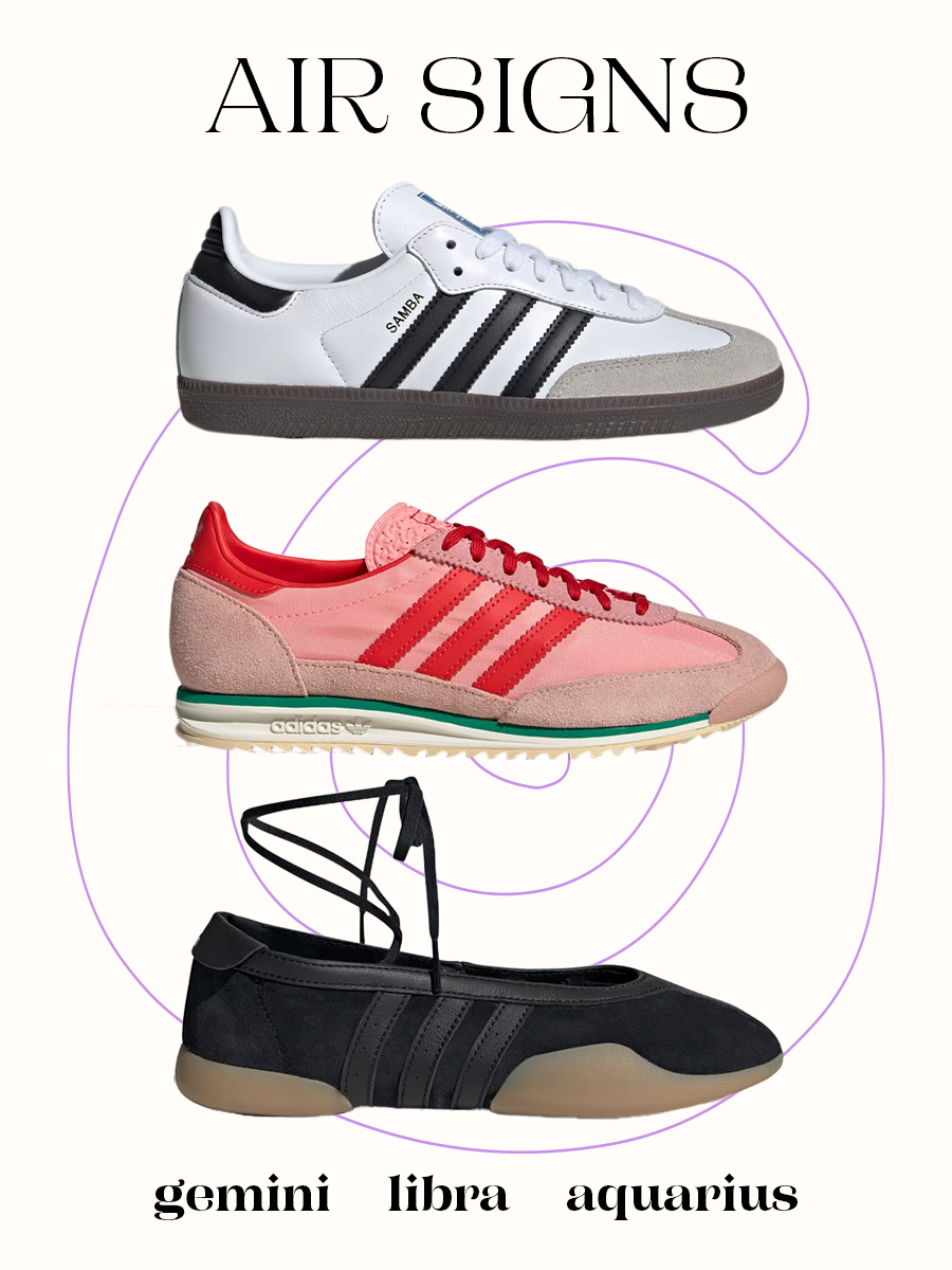 Adidas sneakers and zodiac signs.