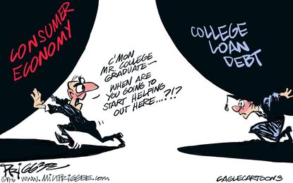 Editorial Cartoon U.S. Consumer Economy College Loans Graduates Jobs