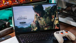 Black Myth Wukong via NVIDIA GeForce Now on the Samsung Galaxy Chromebook Plus 