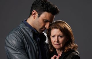 Carmel Kazemi (Bonnie Langford) with her son Kush Kazemi (Davood Ghadami)