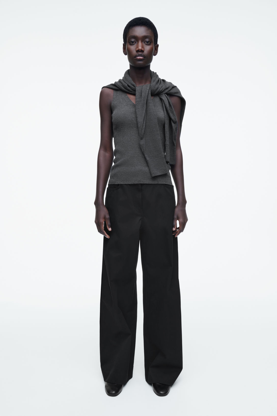 Wide-Leg Cotton Trousers