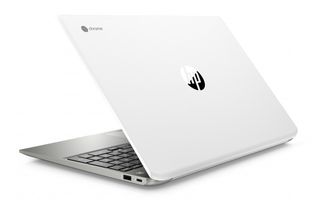 HP Chromebook 15 rear white ceramic with chrome trim