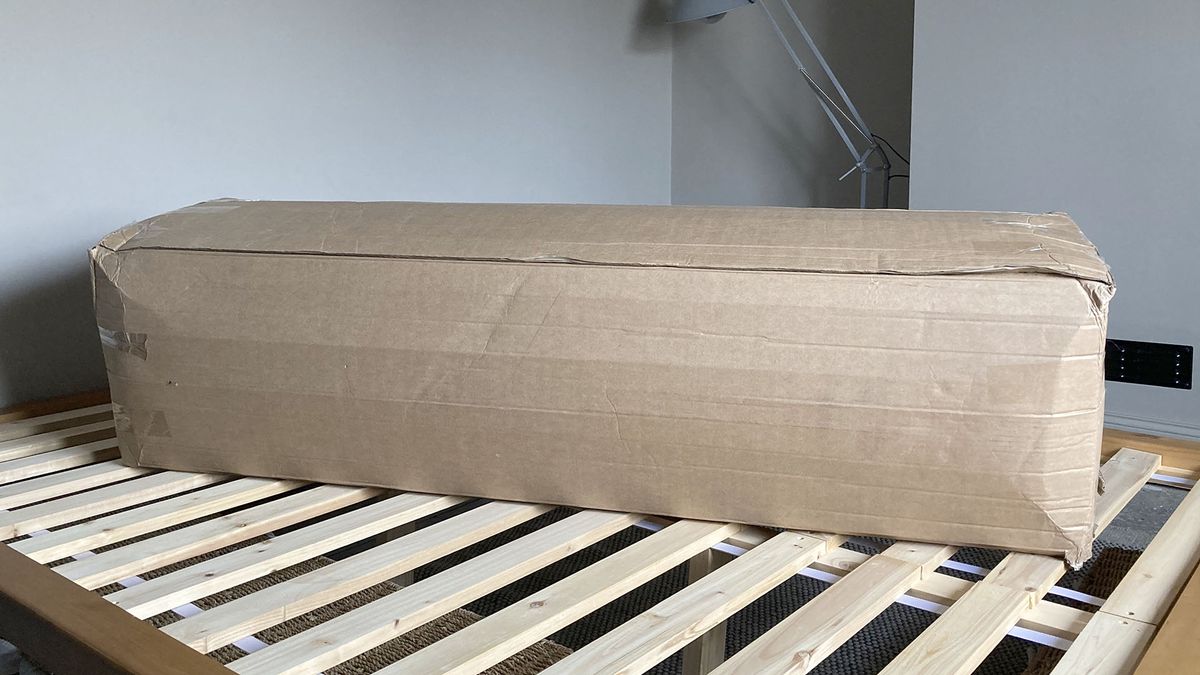 Mattress in a box on a bed frame