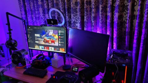 Govee DreamView G1 Pro gaming light kit set up on a desk