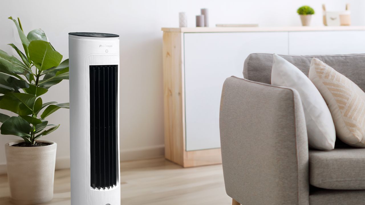 Pro Breeze 7L Evaporative Air Cooler &amp; Portable Tower Fan in living room