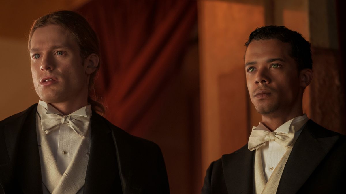 Anne Rice&#039;s Interview with the Vampire, featuring leads Sam Reid (Lestat) and Jacob Anderson (Louis).