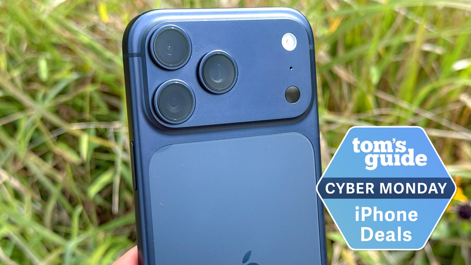 iPhone 17 Pro Max with Tom&#039;s guide Cyber Monday iPhone deals badge