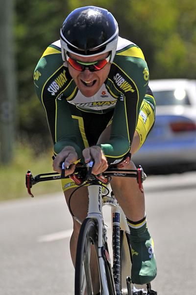 Gordon McCauley wins the Elite Men's National Time Trial Championship in a time of 50:10.