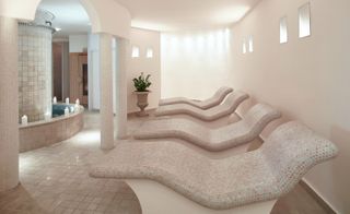 spa area with stone loungers