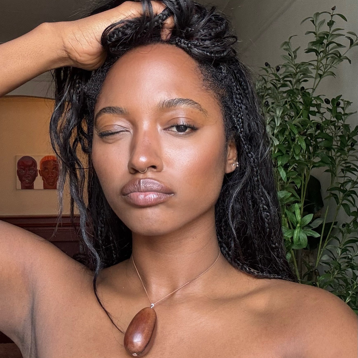 A person with defined eyebrows.