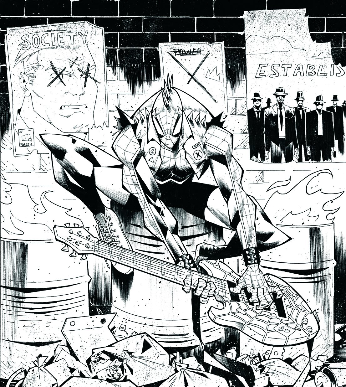 Ilustración de Spider-Punk Marvel Snapcard Trabajo en progreso