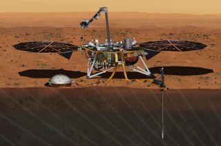 Artist's illustration of NASA's InSight lander on Mars. InSight is scheduled to launch on May 5, 2018.