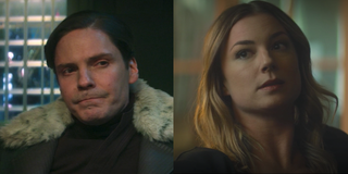 daniel bruhl's zemo and emily vancamp's sharon carter in the falcon and the winter soldier