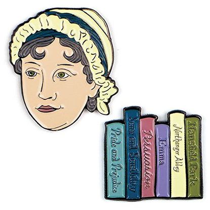 The Unemployed Philosophers Guild Jane Austen and Books Enamel Pin Set
