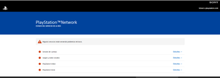 La página del servicio PlayStation muestra problemas con muchos servicios