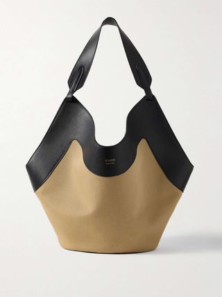 Lotus Medium Leather-Trimmed Canvas Tote