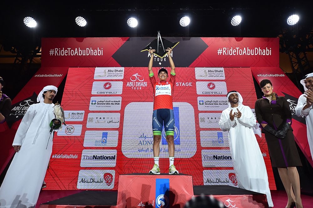Esteban Chaves on the final Abu Dhabi podium
