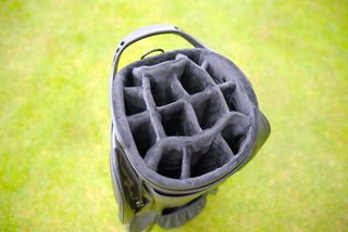 The 14-way divider on the Minimal TE1 cart bag