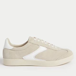 M&S Collection Suede Lace Up Side Detail Trainers - Natural Mix