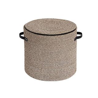 Wayideal Cotton Rope Storage Basket With Lid & Wicker Basket With Lid for Toys, Books, Multi-Purpose Storage Basket for Living Room,christmas Gifts. 14x13inches(brown)