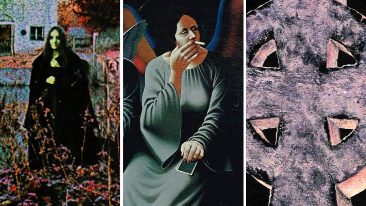 Front covers of the albums Black Sabbath, Heaven And Hell and Headless Cross by Black Sabbath