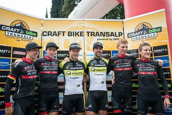Stage 7 men's TransAlp podium