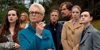 Jamie Lee Curtis and the ensemble cast of Knives Out