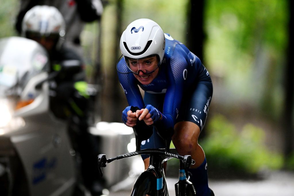 CHIANCIANO ITALY JUNE 30 Annemiek Van Vleuten of The Netherlands and Movistar Team sprints during the 34th Giro dItalia Donne 2023 Stage 1 a 44km individual time trial from Chianciano to Chianciano on June 30 2023 in Chianciano Italy Photo by Dario BelingheriGetty Images
