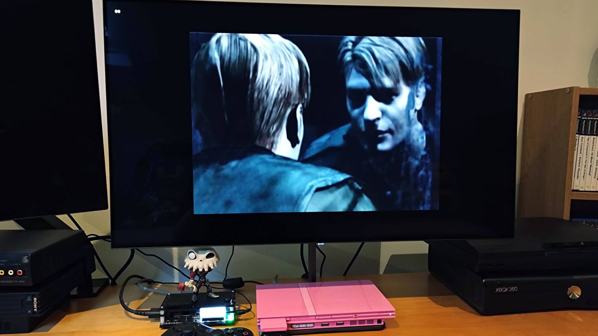 Silent Hill 2 cutscene running on PS2 connected to OSSC and Dough Spectrum Black monitor.
